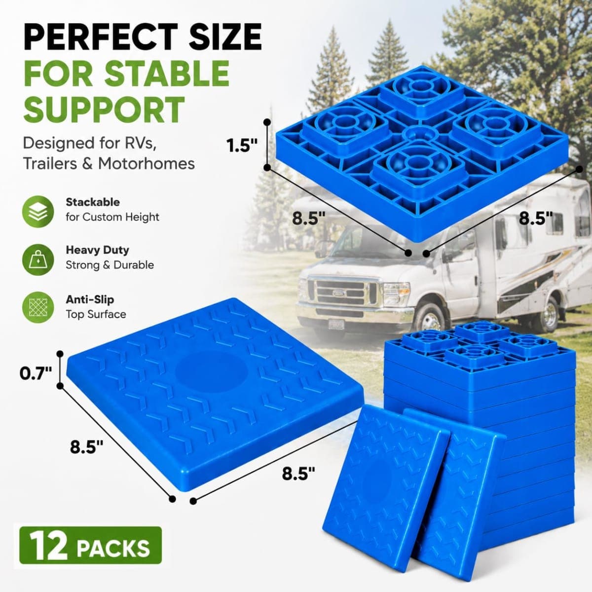 RVMATE 12 Pack RV Leveling Blocks, Camper Trailer Leveling Blocks thumbnail 2