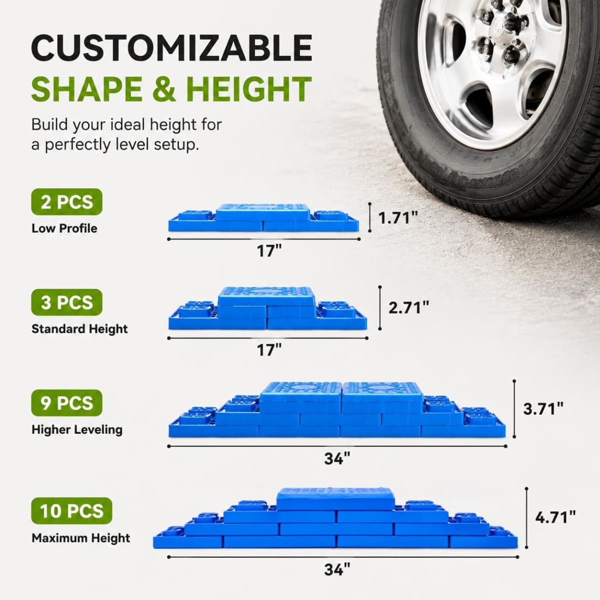 RVMATE 12 Pack RV Leveling Blocks, Camper Trailer Leveling Blocks thumbnail 4