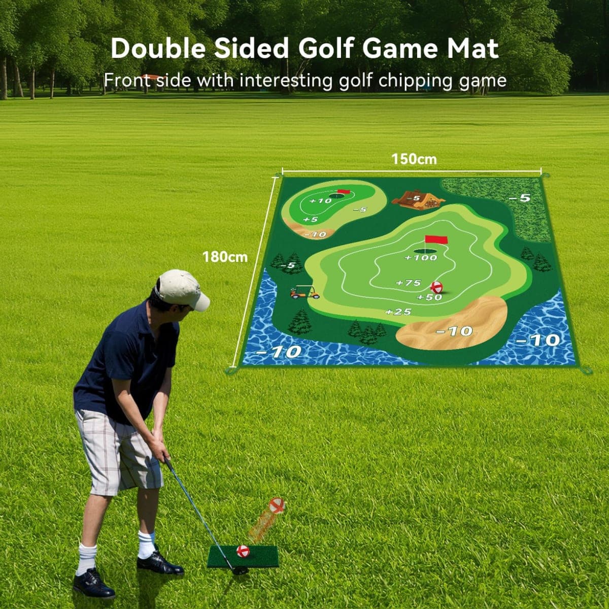 MGVK Sticky Playing Golf Chipping Game, 6x5 FT Double Sided Golf Chipping Game Practice Mat for Adults with 20 Sticky Balls Golf Hitting Mat for Home Backyard Garage and Outdoor (No Club) thumbnail 4