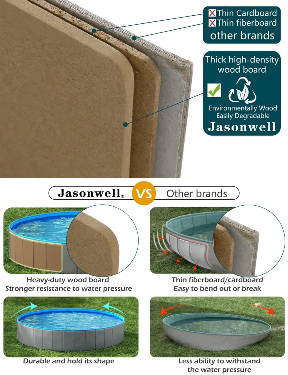 Jasonwell Foldable Dog Pet Bath Pool Collapsible Dog Pet Pool Bathing Tub Kiddie Pool Doggie Wading Pool for Puppy Small Medium Large Dogs Cats and Kids 39.5" Grey thumbnail 5
