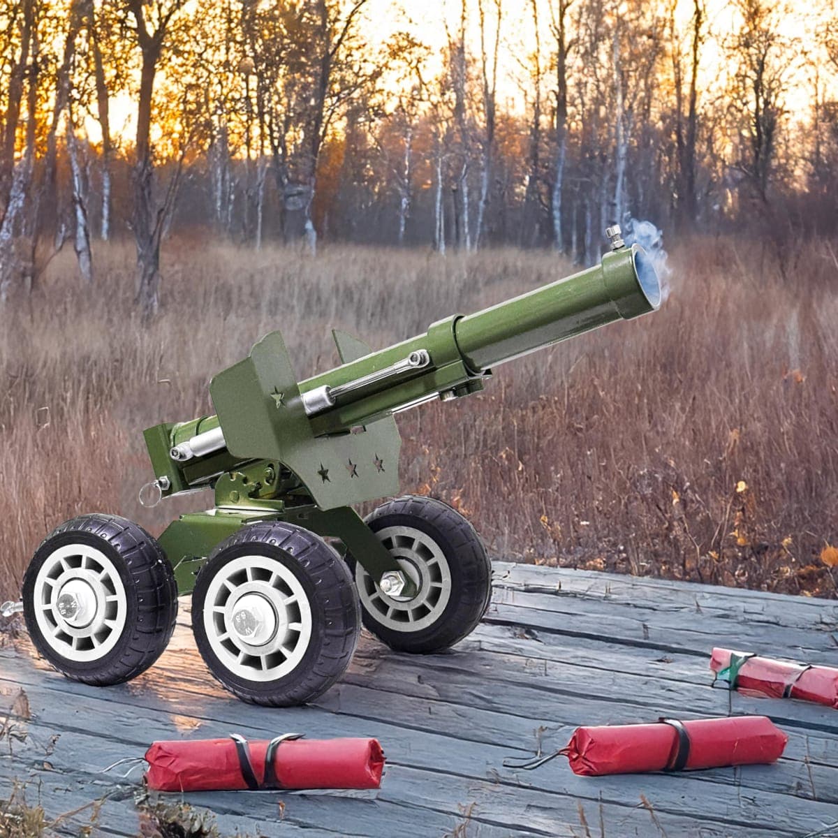 TIETHEKNOT Stainless Steel Mini Cannon Model 24 Inches 13 lbs – A Colossal Firecracker Launcher with Adjustable Angle, Perfect for Celebrations, Outdoor Display, and Collectors’ Showcase thumbnail 3