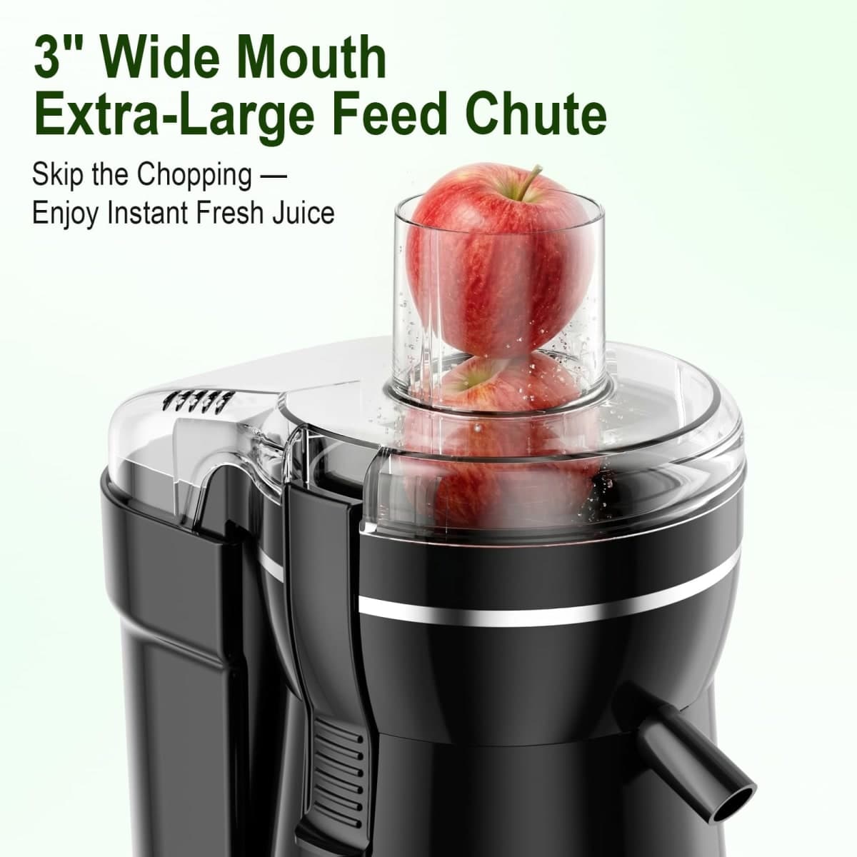 Juicer Machine, 500W Centrifugal Juicer Extractor with 3 Speed & Wide Mouth 3” Feed Chute for Fruit Vegetable, High Yield Juicer Included Cleaning Brush for Easy to Clean, Black thumbnail 3
