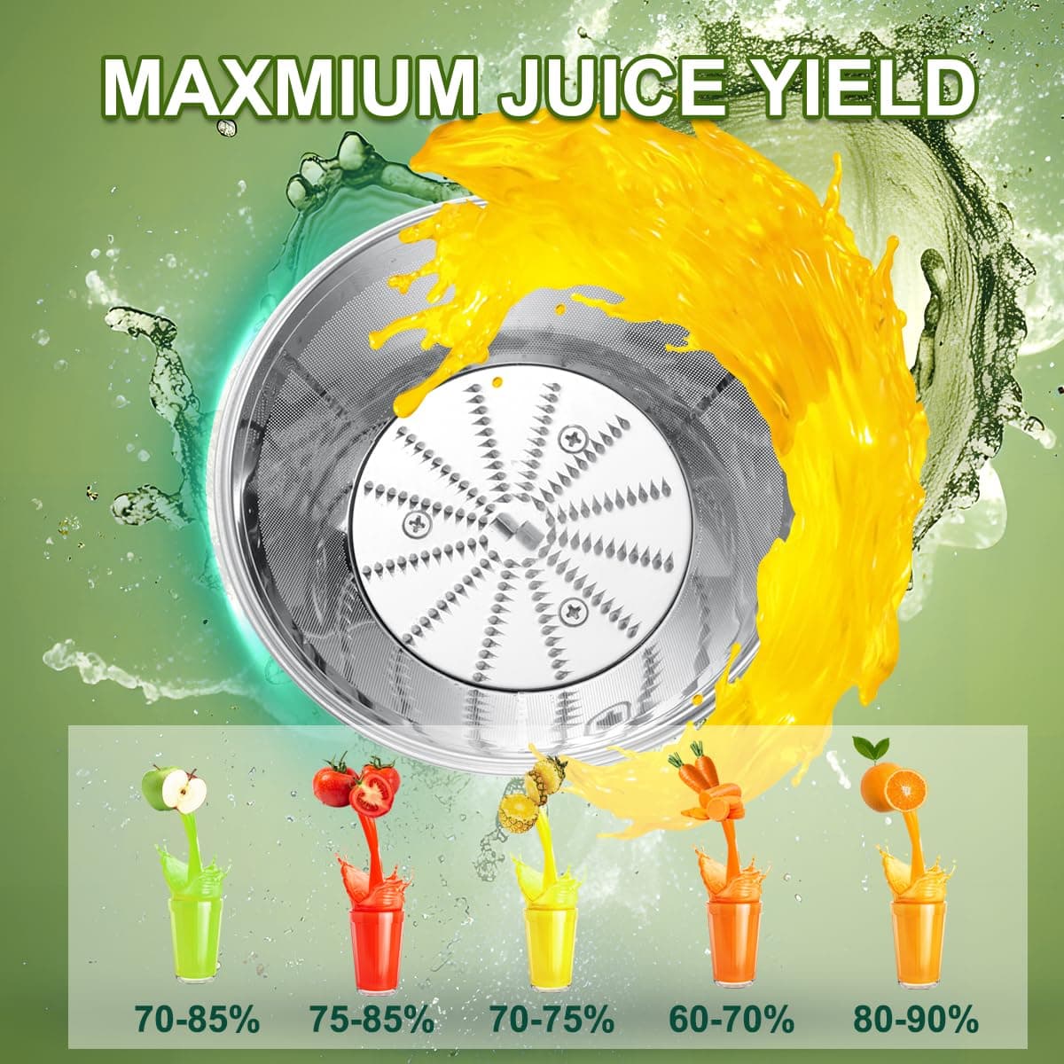 Juicer Machine, 500W Centrifugal Juicer Extractor with 3 Speed & Wide Mouth 3” Feed Chute for Fruit Vegetable, High Yield Juicer Included Cleaning Brush for Easy to Clean, Black thumbnail 4