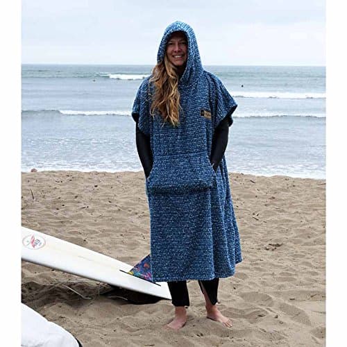 Open Road Goods Surf Poncho/Adult Hooded Towel/Changing Towel/Wetsuit Changing Robe/Swim Parka - Changing Poncho Charcoal Black/Indigo Blue; Saves a Sea Turtle's Life thumbnail 3