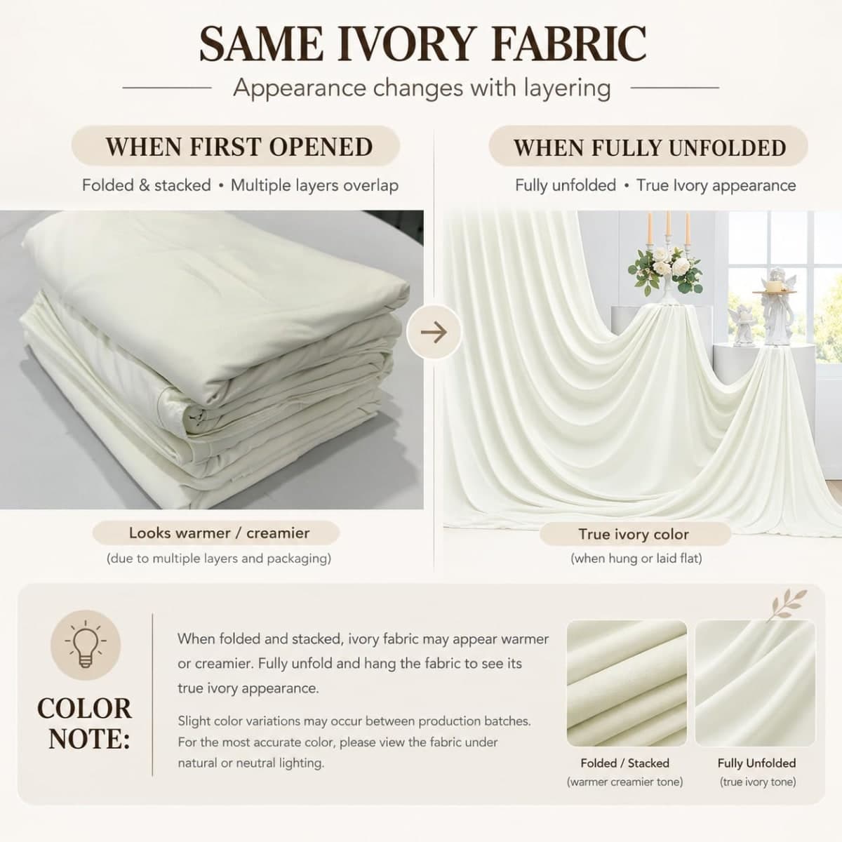 Party Village 20ft×15ft Ivory Backdrop Curtain for Wedding Parties thumbnail 2