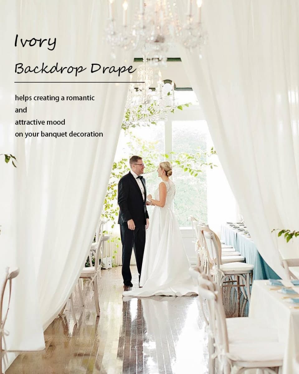 Party Village 20ft×15ft Ivory Backdrop Curtain for Wedding Parties thumbnail 3