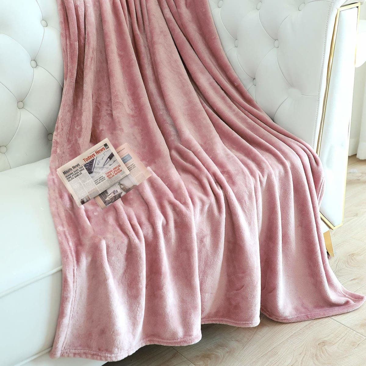 TASTHROW - Large Flannel Fleece Throw Blanket, 50 x 70 Inches, Cozy Lightweight Thick Blanket for All Seasons, Suitable for Women, Men and Kids (Pink) thumbnail 2