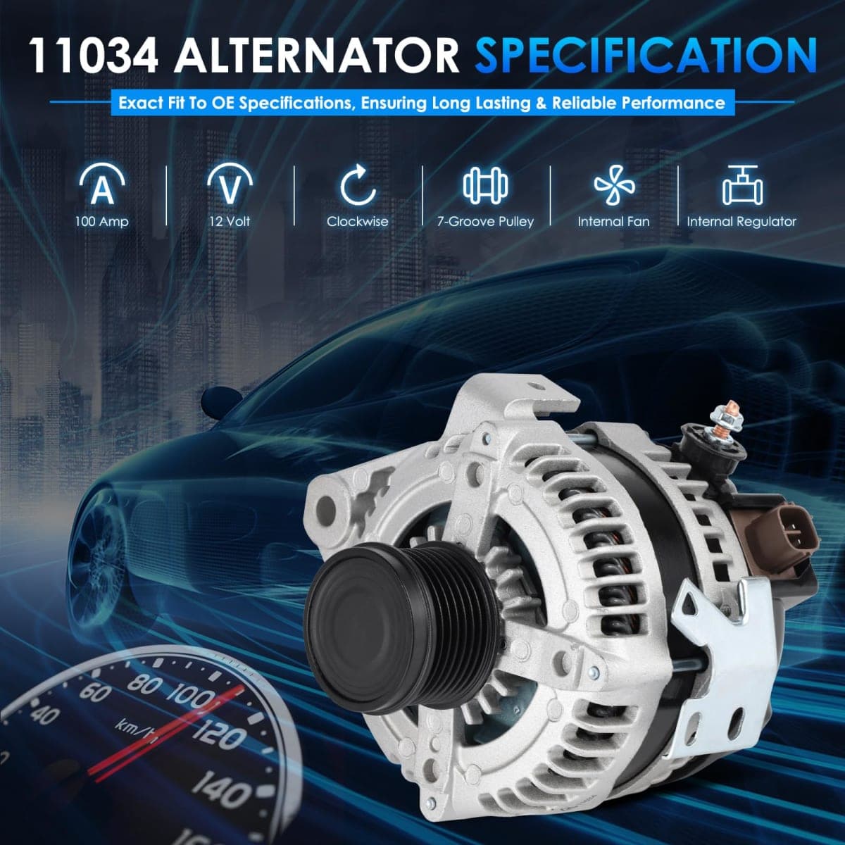 HAYIAUTO Car Alternator 11034 100A Fit for Toyota Camry Highlander Solara thumbnail 3