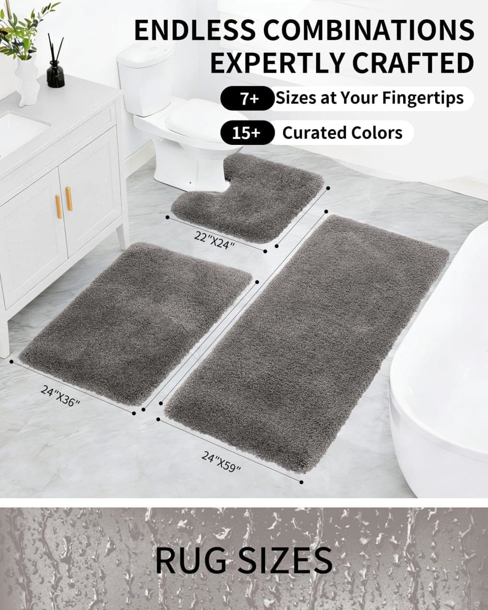 Ruggnovea Bathroom Rugs Dark Grey 24x48 Machine Washable Bath Mat for Bathroom Floor Thick Fluffy Absorbent Bath Rug for Bathtub Non Slip Carpet for Shower thumbnail 2