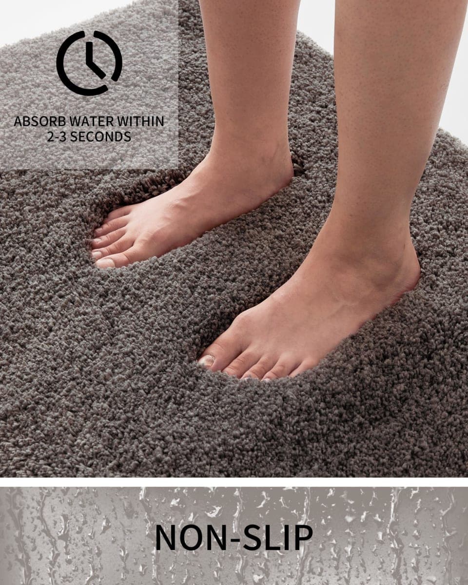 Ruggnovea Bathroom Rugs Dark Grey 24x48 Machine Washable Bath Mat for Bathroom Floor Thick Fluffy Absorbent Bath Rug for Bathtub Non Slip Carpet for Shower thumbnail 4