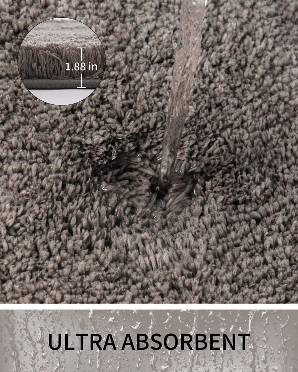 Ruggnovea Bathroom Rugs Dark Grey 24x48 Machine Washable Bath Mat for Bathroom Floor Thick Fluffy Absorbent Bath Rug for Bathtub Non Slip Carpet for Shower thumbnail 5