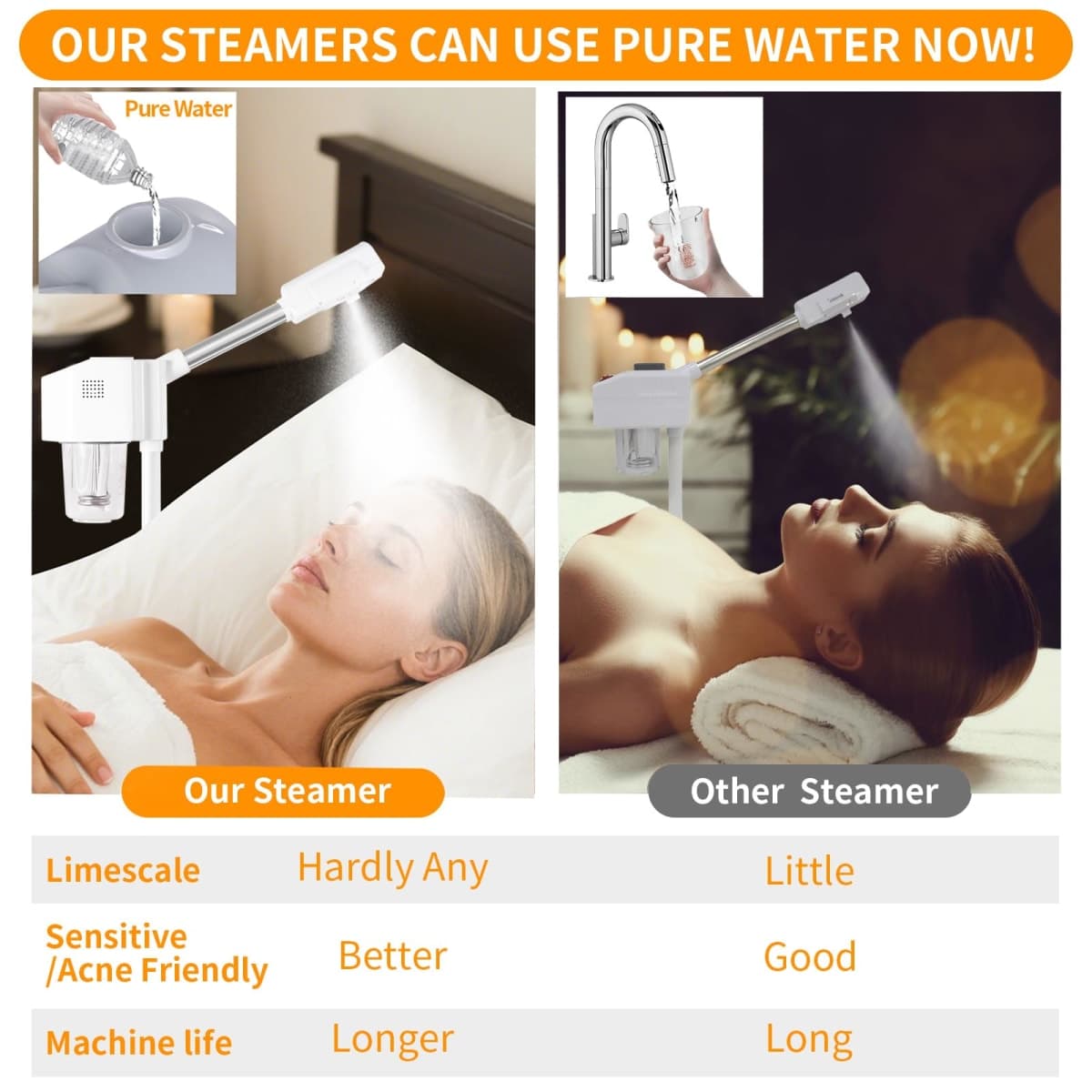 Professional Facial Steamer, Hot Mist Spray, Facial Steamer for Beautician, Height Adjustable, Spa Home White thumbnail 5
