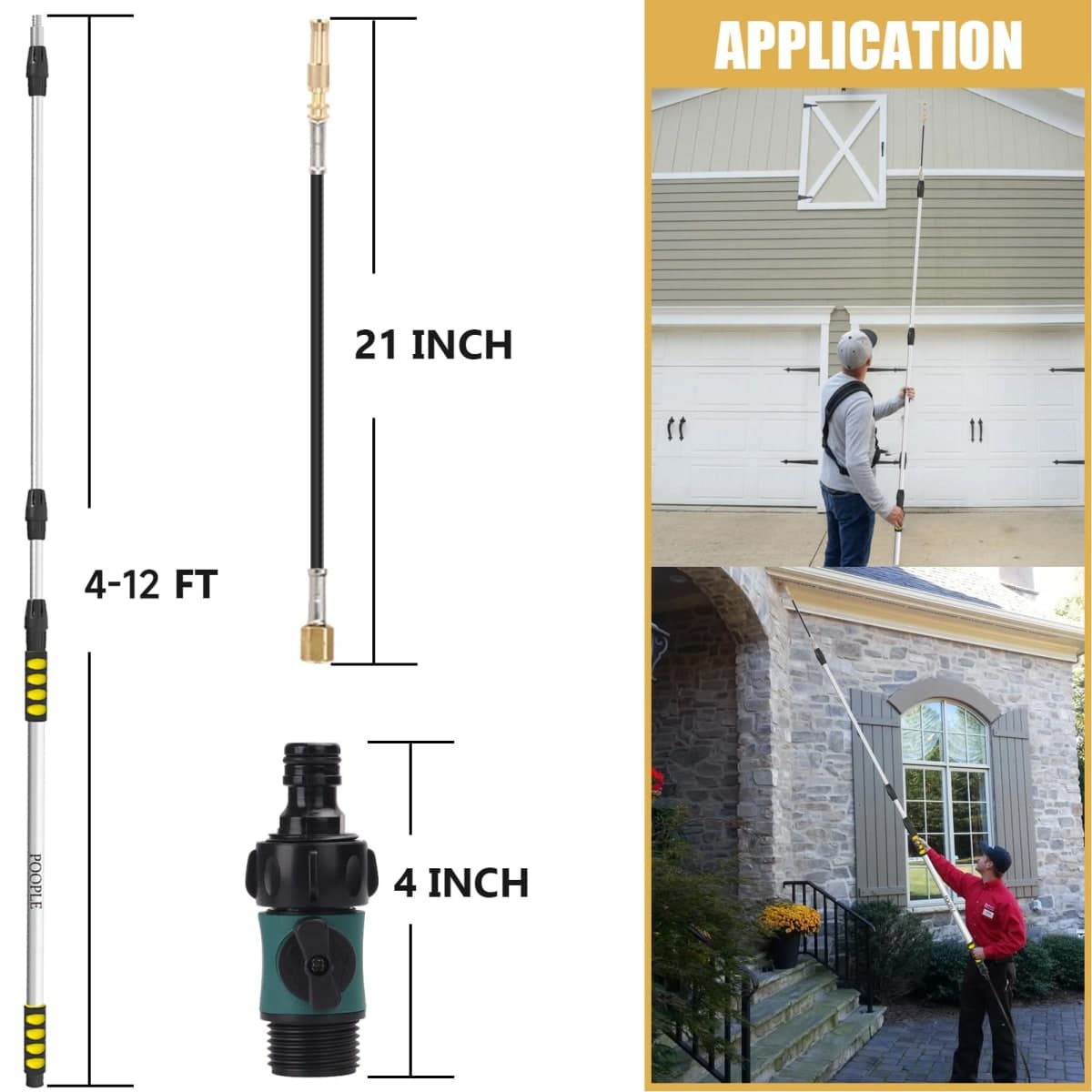 POOPLE 12FT (20ft Reach) Telescopic Gutter Cleaning Tools from The Ground, Rain Gutter Cleaners Tool with Hose Copper Attachment, Long Reach Gutters Cleaner Wand with Extension Pole thumbnail 5