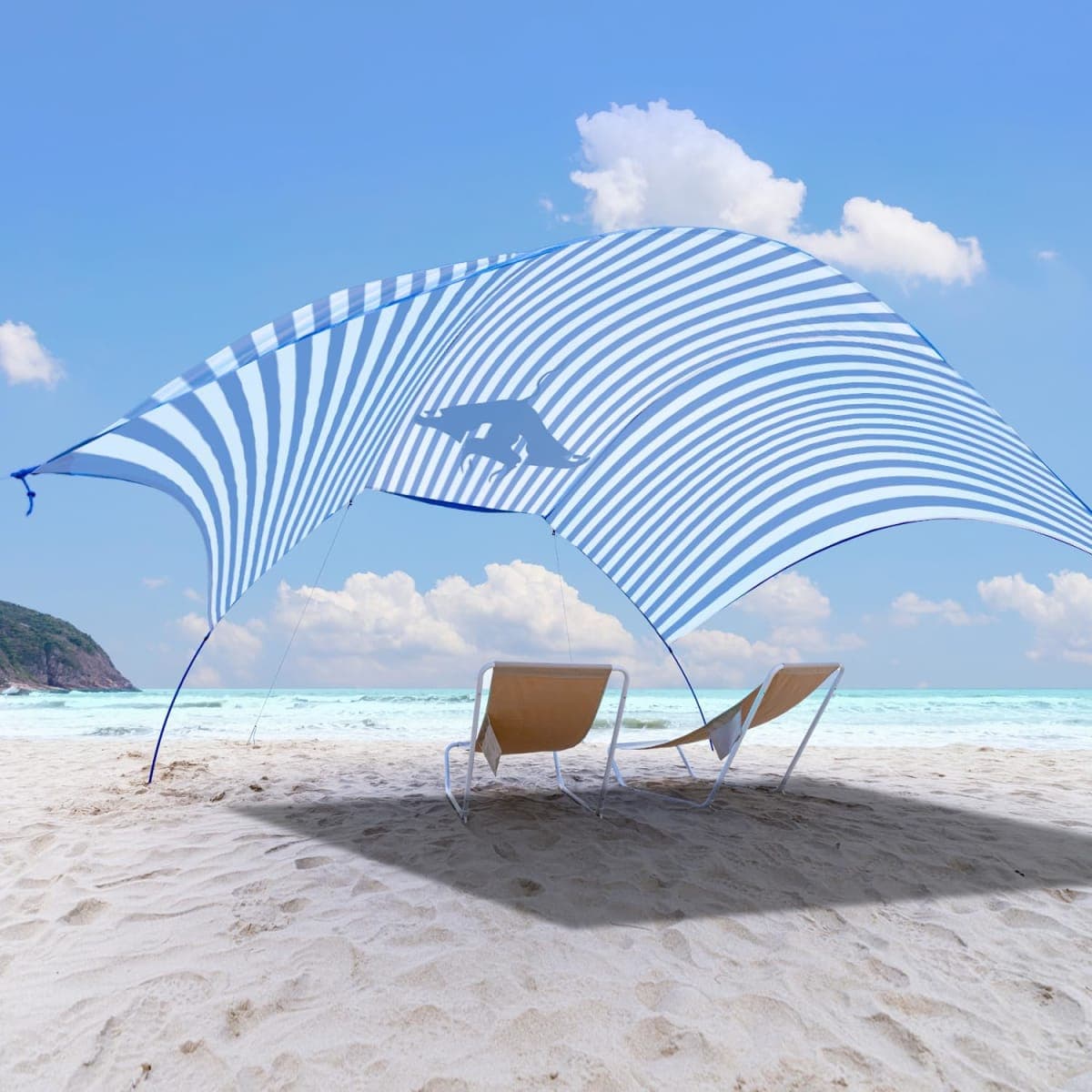 ALYCASO Beach Wind-Powered Shade Canopy, Portable Sun Shelter Tent, UPF 50+ UV Protection, Lightweight, Easy Set Up, 150 Sq. Ft. of Shade for up to 6 People, Regatta Manta Rays — image 1