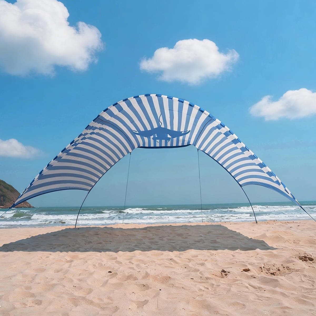 ALYCASO Beach Wind-Powered Shade Canopy, Portable Sun Shelter Tent, UPF 50+ UV Protection, Lightweight, Easy Set Up, 150 Sq. Ft. of Shade for up to 6 People, Regatta Manta Rays thumbnail 2