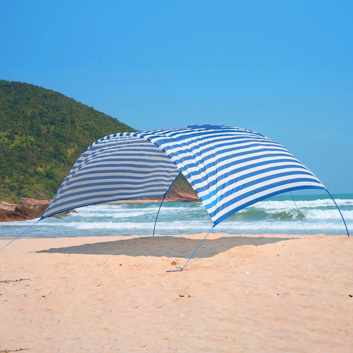 ALYCASO Beach Wind-Powered Shade Canopy, Portable Sun Shelter Tent, UPF 50+ UV Protection, Lightweight, Easy Set Up, 150 Sq. Ft. of Shade for up to 6 People, Regatta Manta Rays thumbnail 3