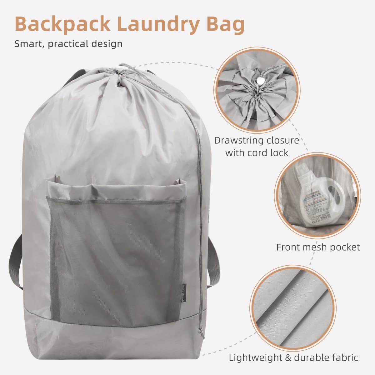 STORAGE MANIAC 2-in-1 Laundry Hamper with Laundry Backpack Bag, 23.7 Gal thumbnail 4