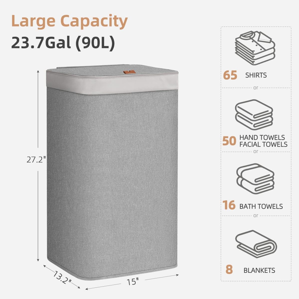STORAGE MANIAC 2-in-1 Laundry Hamper with Laundry Backpack Bag, 23.7 Gal thumbnail 5