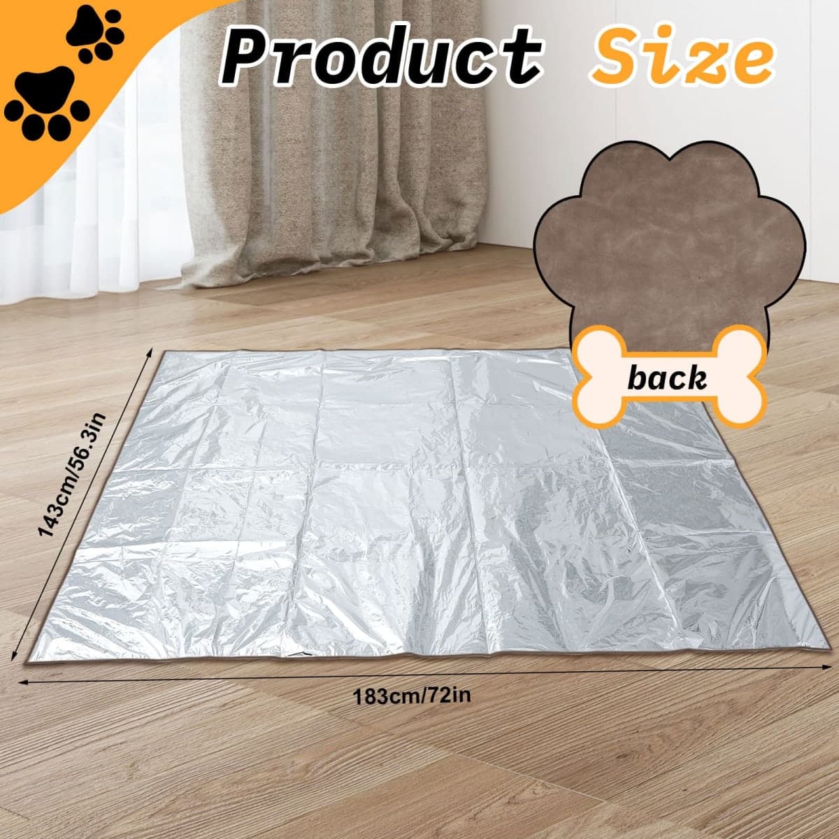 Kigley 2 Pcs Pet Deterrent Mat to Keep Dogs Off Couch, 72" × 56.3", Coffee thumbnail 2