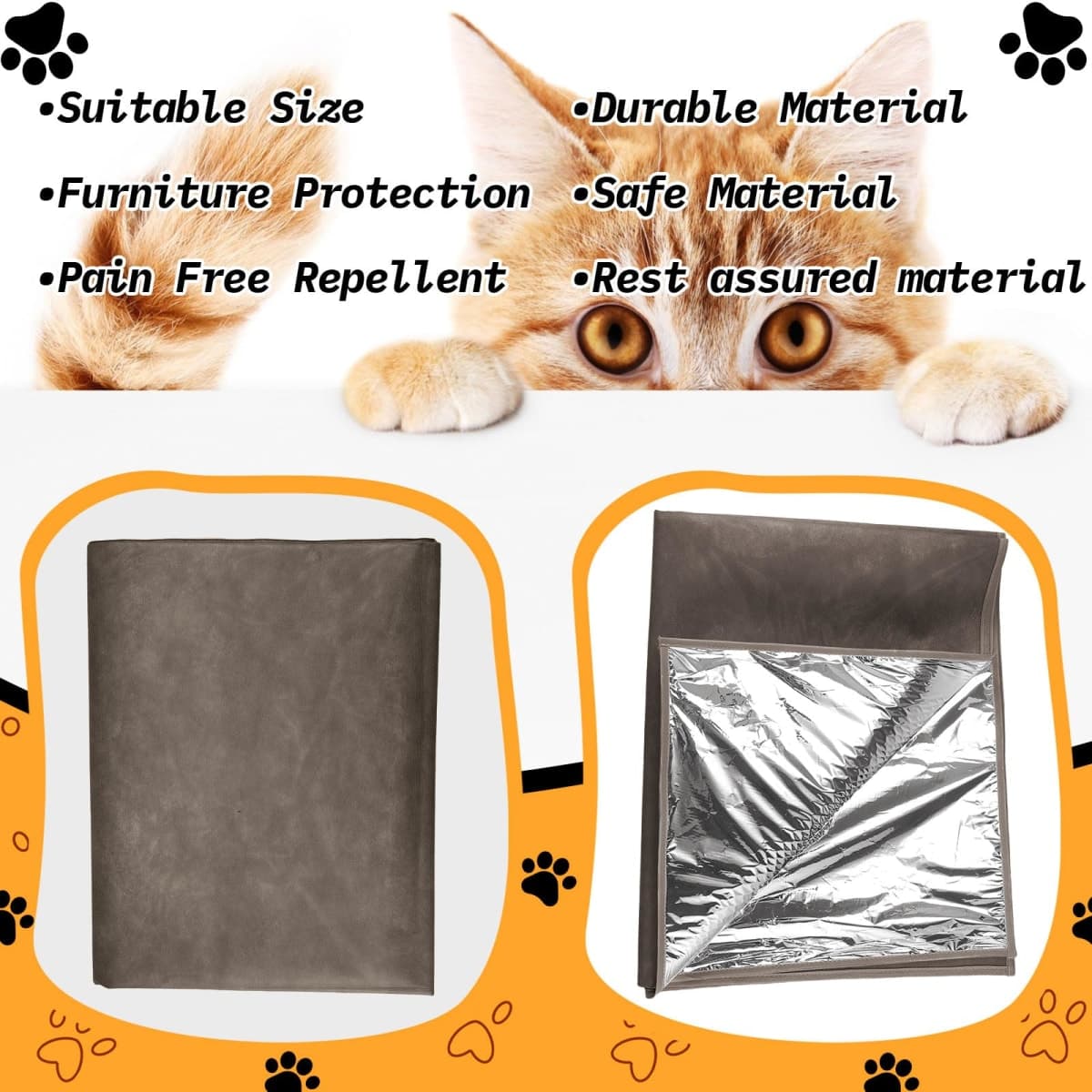 Kigley 2 Pcs Pet Deterrent Mat to Keep Dogs Off Couch, 72" × 56.3", Coffee thumbnail 3