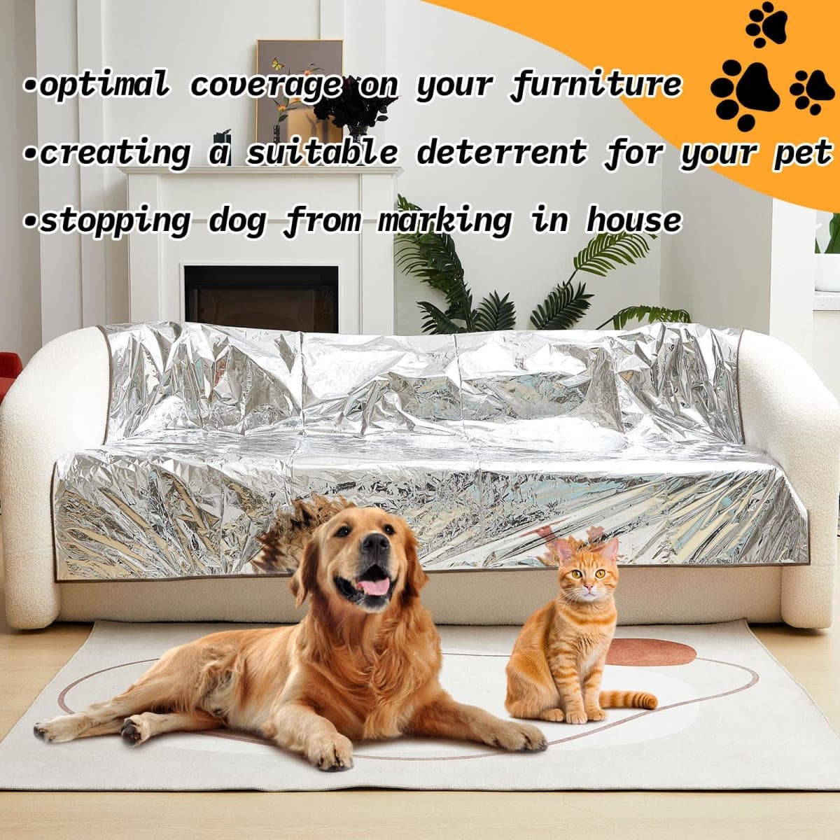 Kigley 2 Pcs Pet Deterrent Mat to Keep Dogs Off Couch, 72" × 56.3", Coffee thumbnail 5