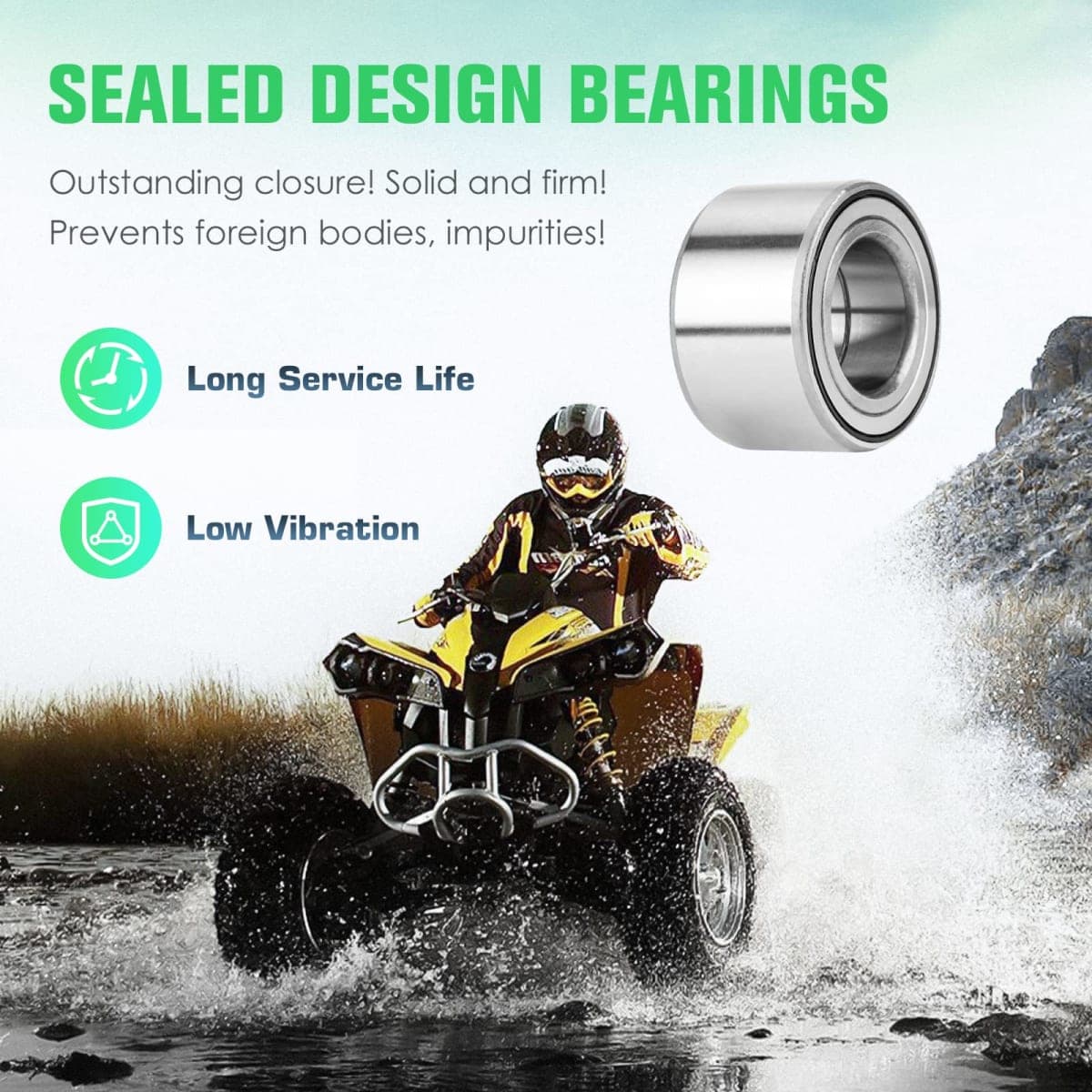 Youxmoto 2 Rear CV Axle & Wheel Bearing Kit Fit for Yamaha Grizzly 550 2009-2014/ for Grizzly 700 07-13, for Kodiak 450 2018-2021, for 28P-2530V-00-00, 3B4-2530V-00-00, Drive Half Shaft thumbnail 4