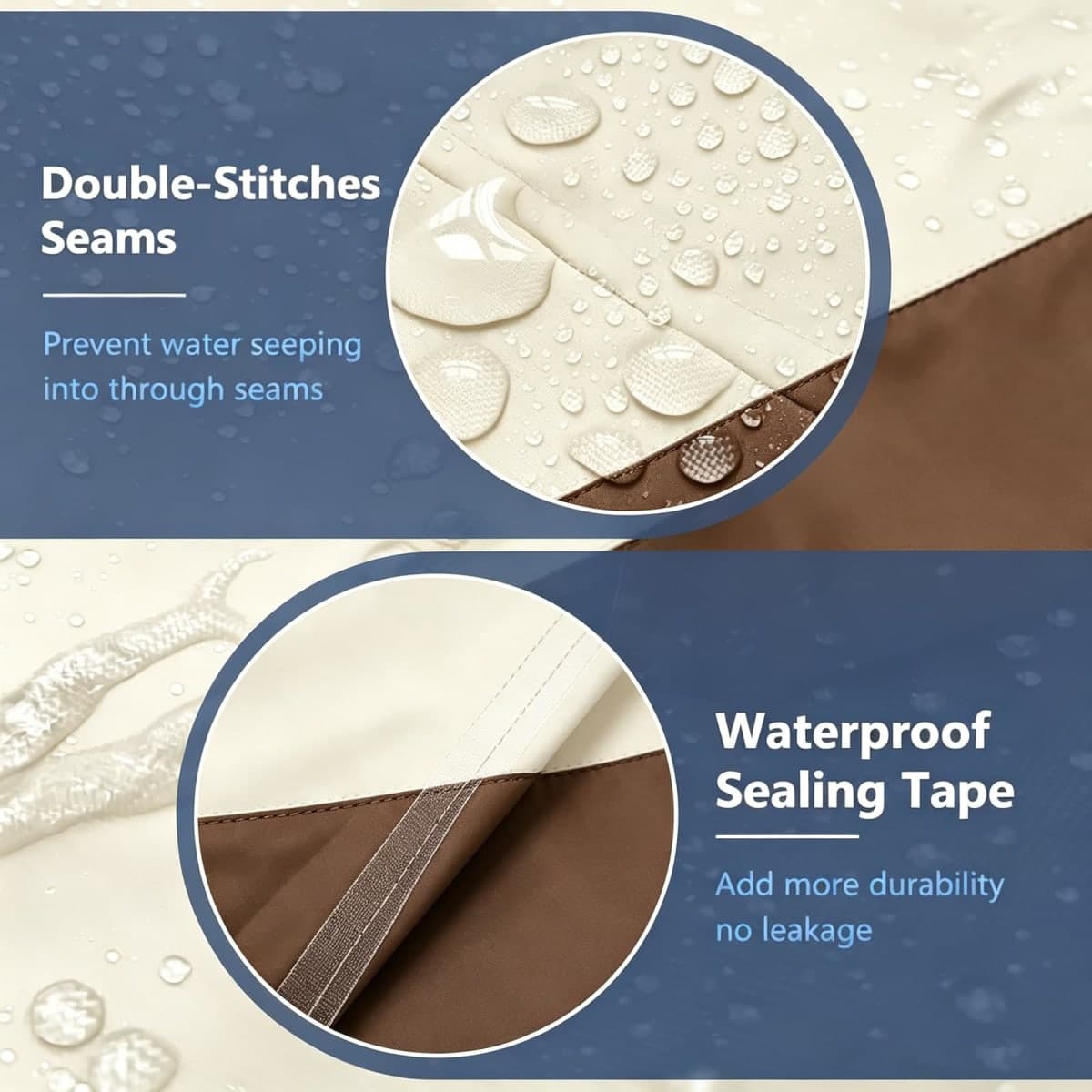 STARTWO Outdoor Furniture Cover Waterproof, 600D Heavy Duty, 4 Piece Patio Furniture Set Cover for Outside Couch, Lawn Chairs, Coffee Table, Windproof with Buckle Strap, Beige thumbnail 5