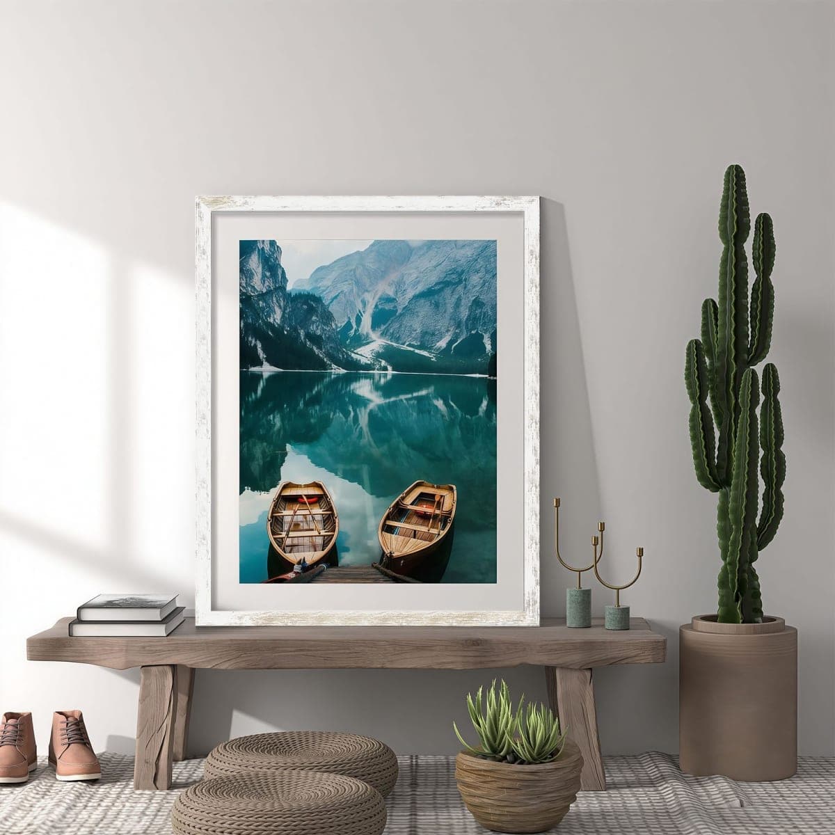Hongkee 22x28 Picture Frame, Distressed White Wood Style, Wall Mounting thumbnail 4
