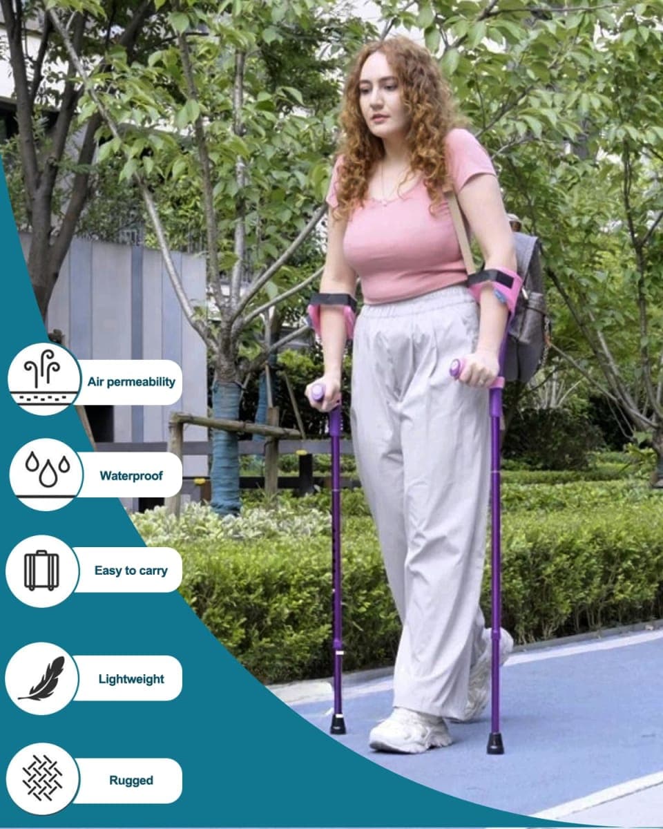 Crutches for Adults have Elastic Crutches Padding for Elbow and Hand Padding, Foldable Forearm Crutches Increase Walking Comfort, Crutches for Walking (Purple) thumbnail 4