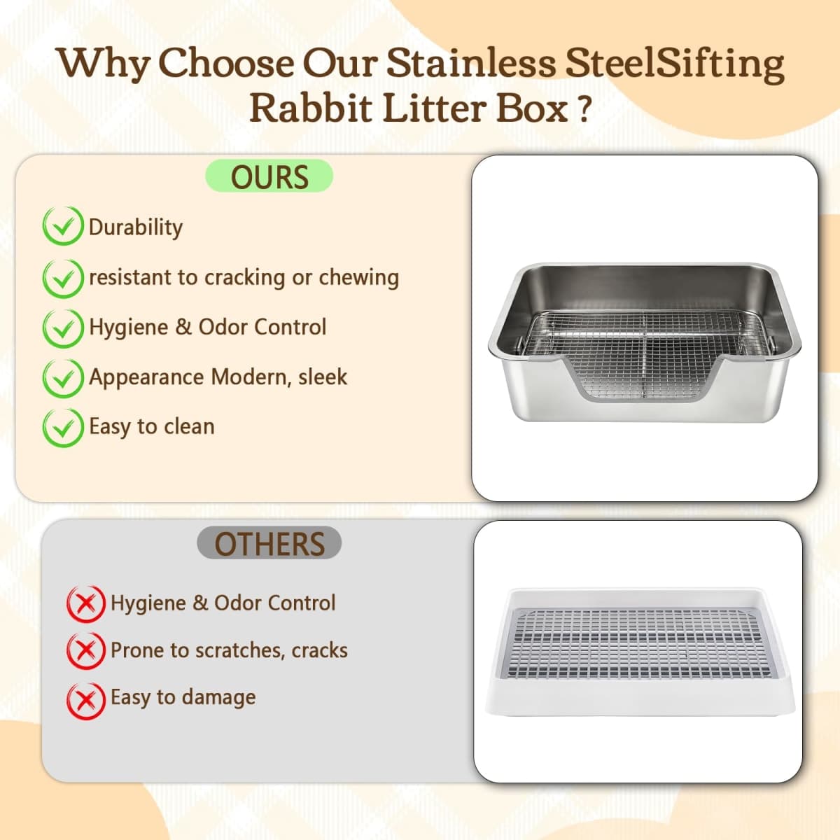 Rypet Large Stainless Steel Rabbit Litter Box Set for Small Animals thumbnail 5