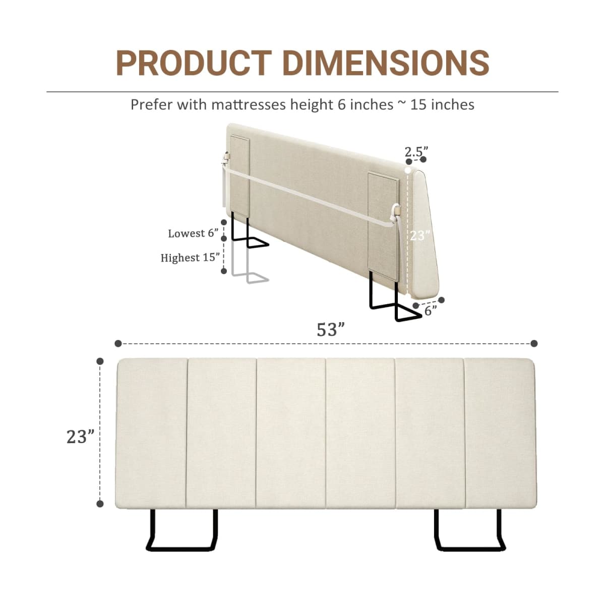 Liiwepo Full Size Headboard Only-No Assembly Required, Beige thumbnail 2