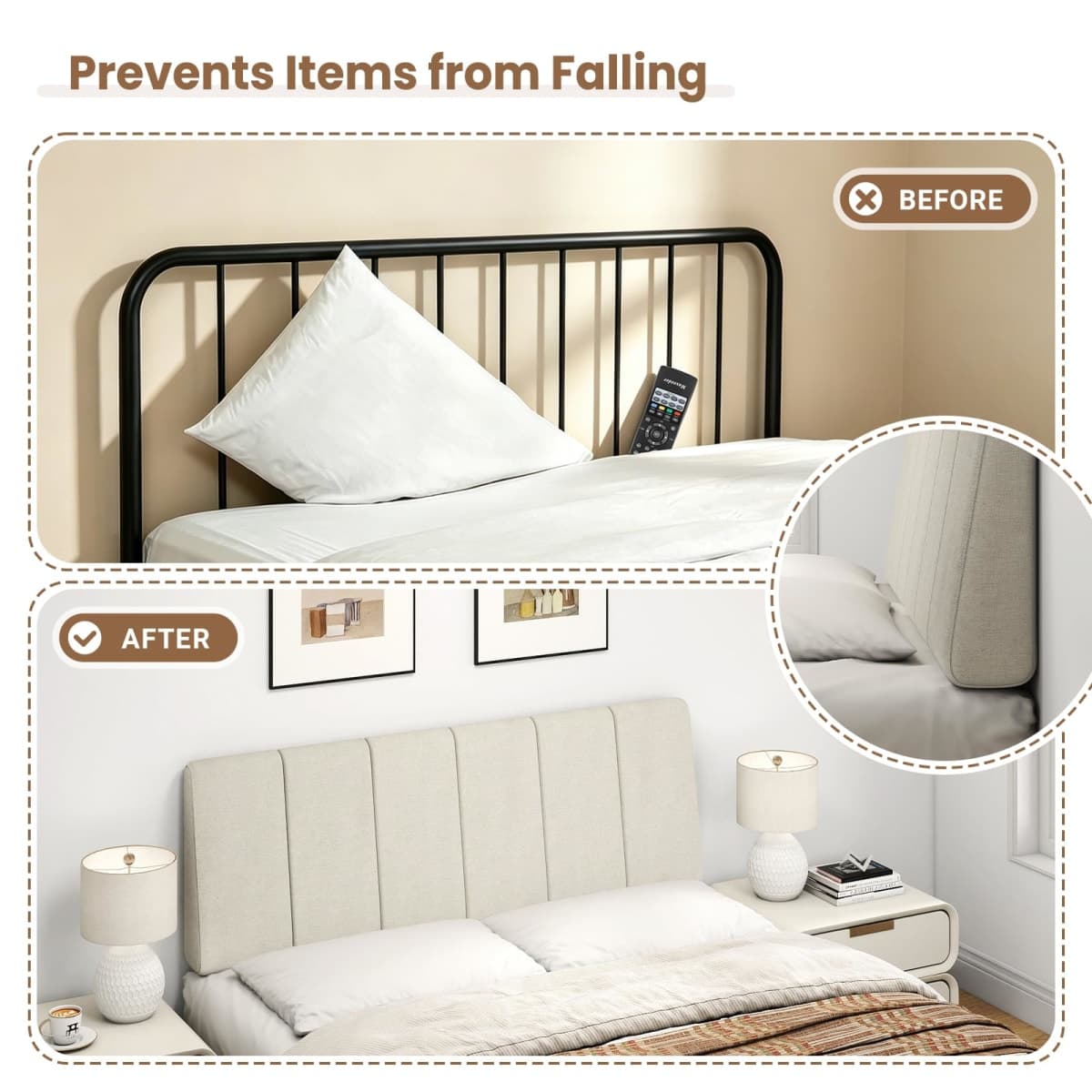 Liiwepo Full Size Headboard Only-No Assembly Required, Beige thumbnail 5