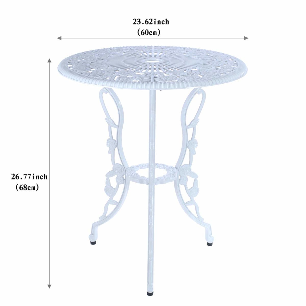 C/G 3-Piece Bistro Set - Outdoor Patio Table Set, Anti-Rust Cast Aluminum, White thumbnail 2