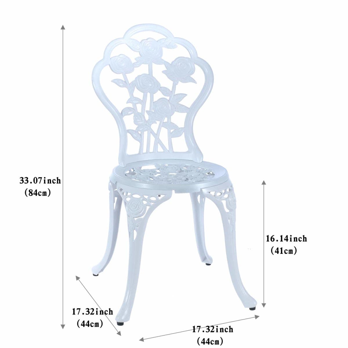 C/G 3-Piece Bistro Set - Outdoor Patio Table Set, Anti-Rust Cast Aluminum, White thumbnail 3