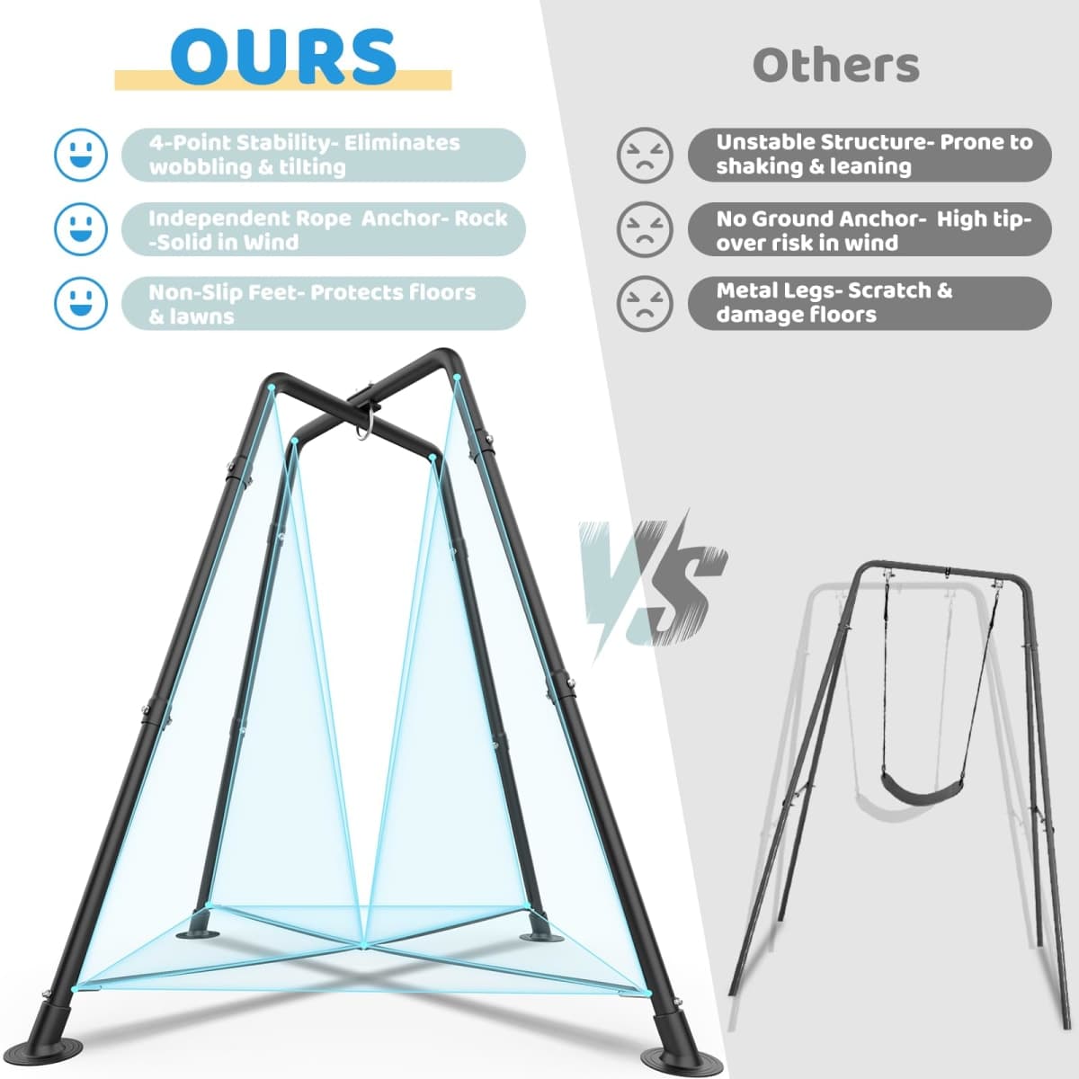 Heavy Duty Swing Stand Frame for Kids & Adults, 330 LBS thumbnail 2