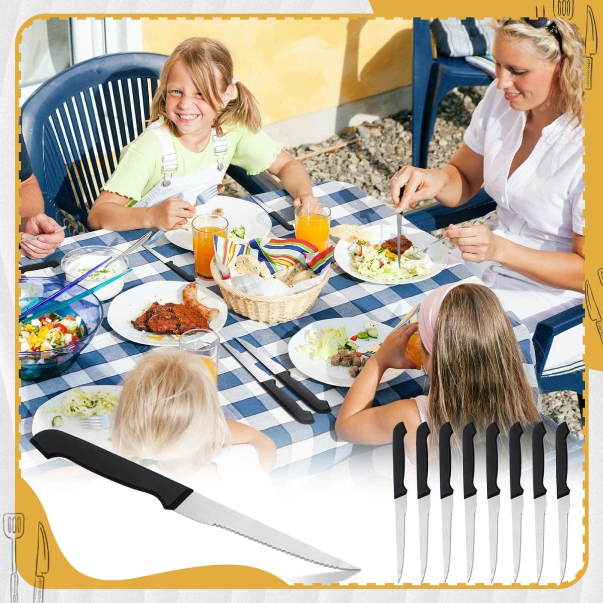 Therwen 100 Pcs Steak Knives Bulk, 8.8 Inch Stainless Steel Steak Knives thumbnail 4