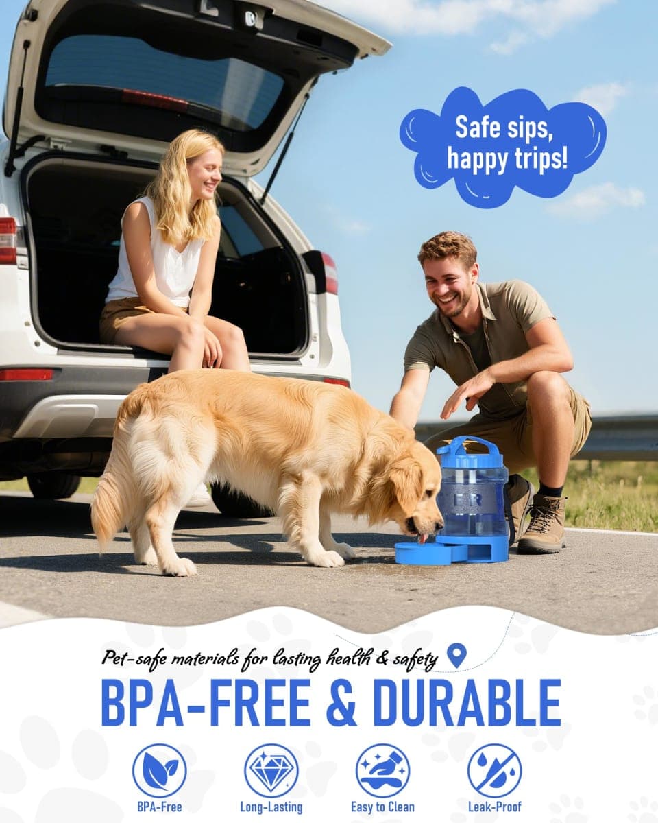 Portable Dog Travel Water Bottle, 77oz Large Dog Water Bowl Dispenser Portable, Leakproof Pet Drinking Bottle Dispenser for Hiking Camping Walking Travelling Beach Car Trips, BPA Free,Blue thumbnail 2