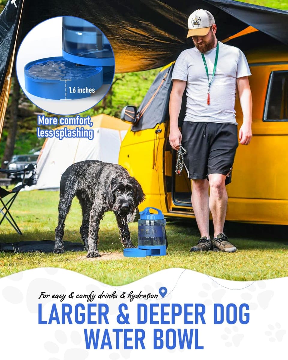 Portable Dog Travel Water Bottle, 77oz Large Dog Water Bowl Dispenser Portable, Leakproof Pet Drinking Bottle Dispenser for Hiking Camping Walking Travelling Beach Car Trips, BPA Free,Blue thumbnail 3