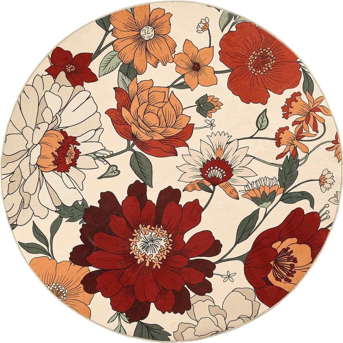 JINCHAN Round Rug 6ft Vintage Floral Washable Area Rugs for Bedroom thumbnail 3