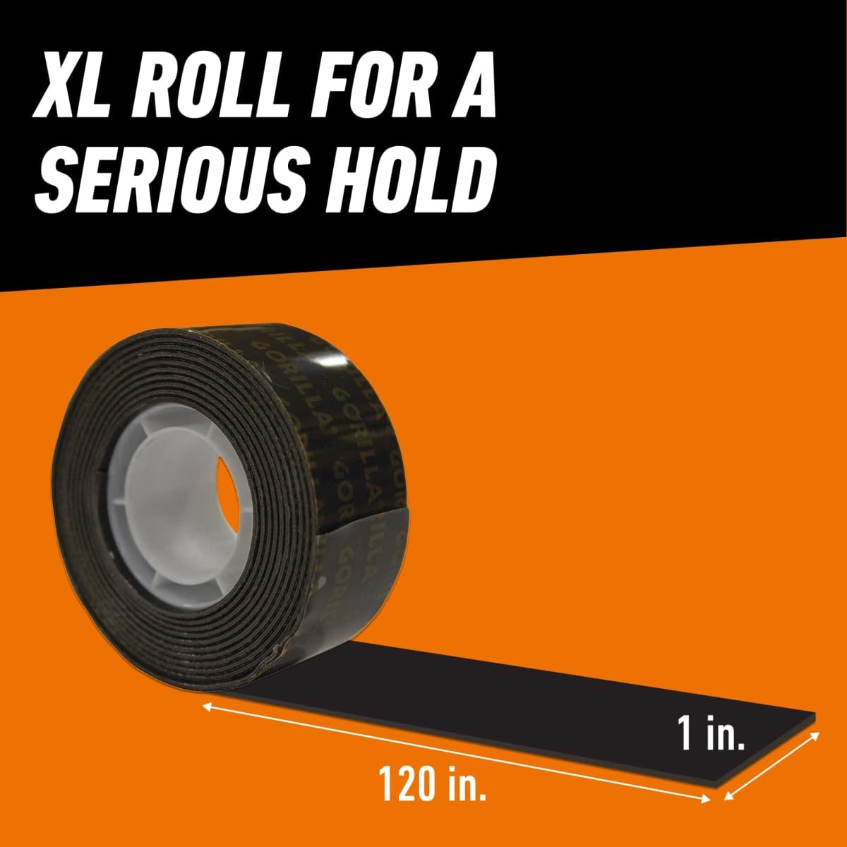 Gorilla Heavy Duty Double Sided Mounting Tape XL, 1" x 120", Black (Pack of 1) thumbnail 5
