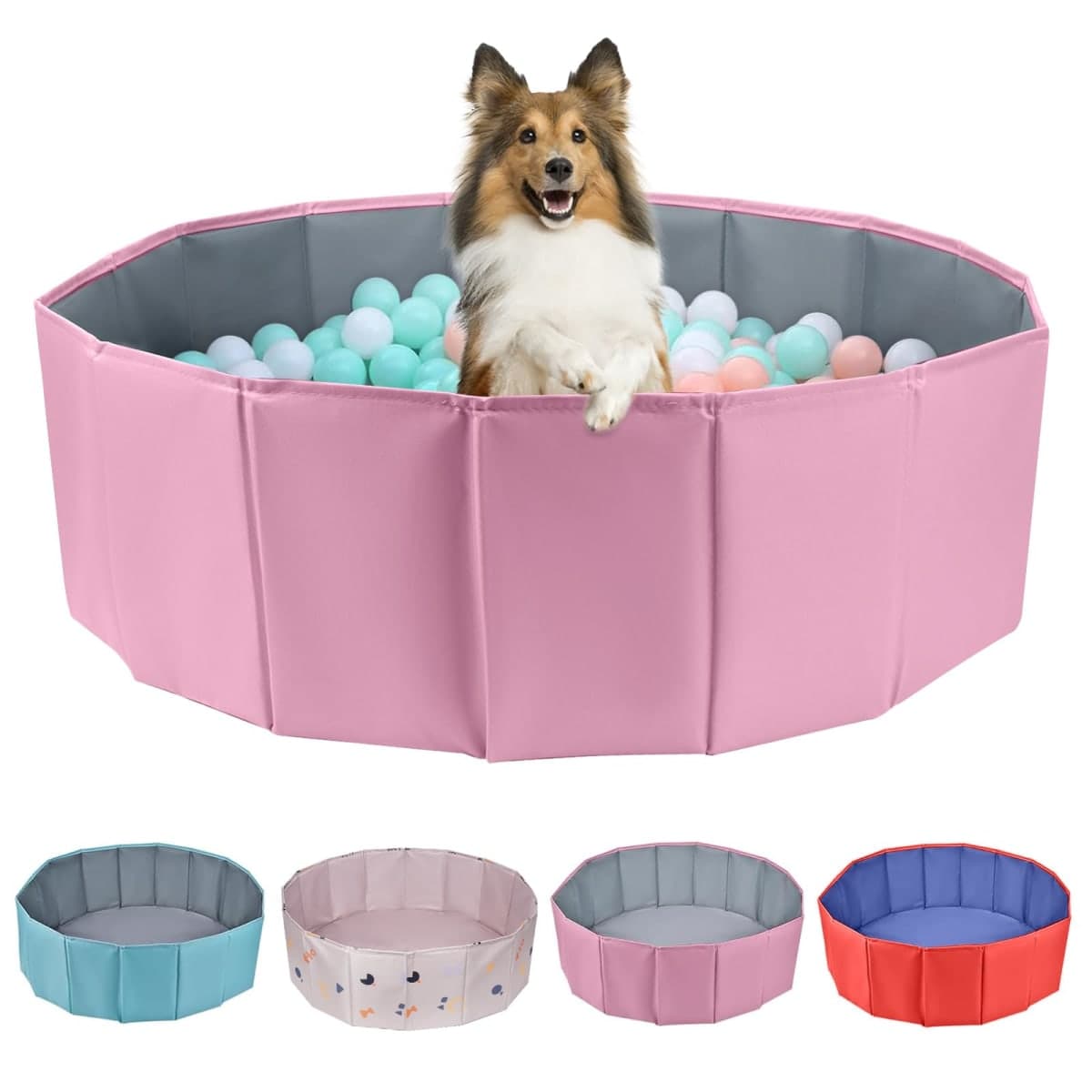 Dog Ball Pit, Foldable Balls Pit for Dogs, Balls Pit for Dog, Ball Pit for All Types of Dogs, Suitable for Indoor and Outdoor Activities (39.37inches in Diameter,Pink,No Ball Included) — image 1