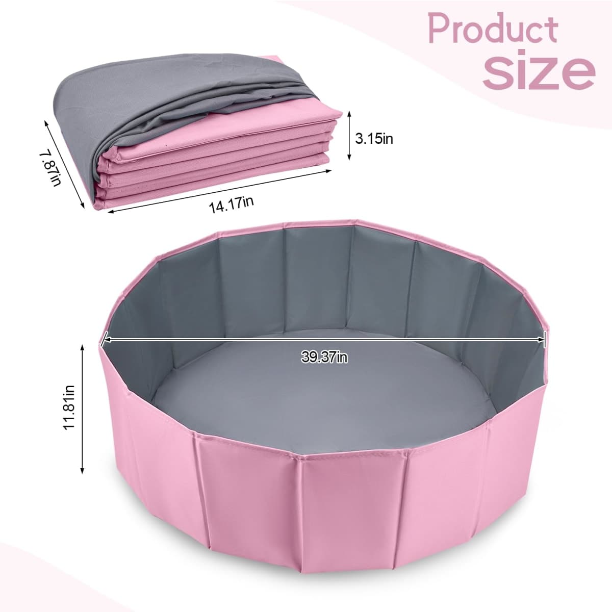 Dog Ball Pit, Foldable Balls Pit for Dogs, Balls Pit for Dog, Ball Pit for All Types of Dogs, Suitable for Indoor and Outdoor Activities (39.37inches in Diameter,Pink,No Ball Included) thumbnail 2