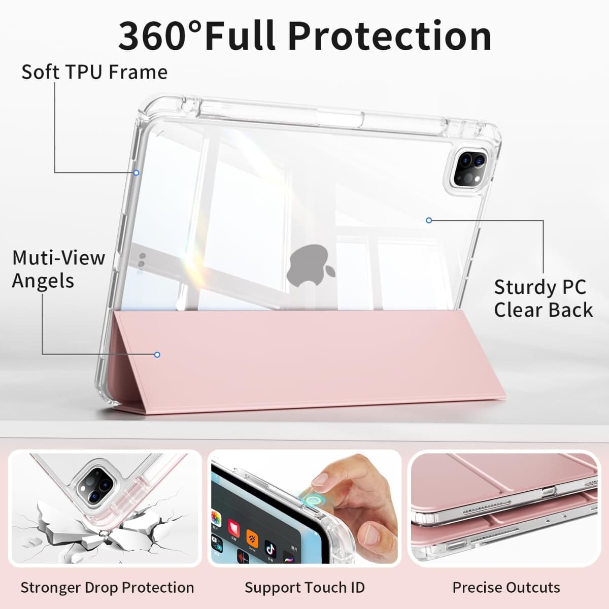 GKABXY Case for iPad Pro 11 Inch 4th/3rd/2nd Gen 2022/2021/2020,Pink thumbnail 3