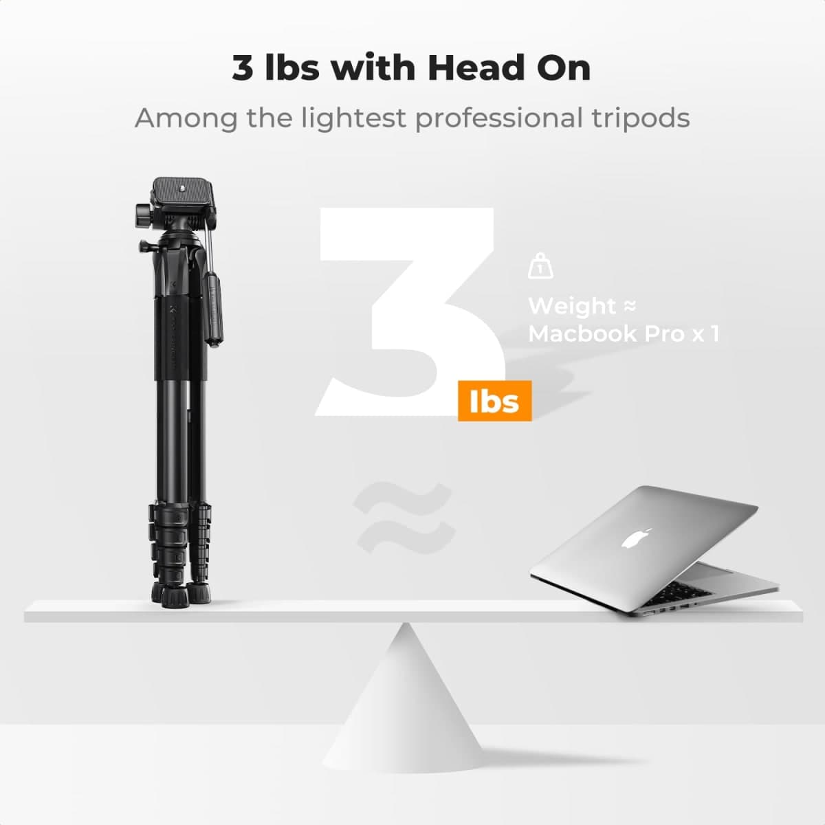 K&F CONCEPT 75" Camera Compact Tripod with Remote, Phone Holder & Pan Head thumbnail 4