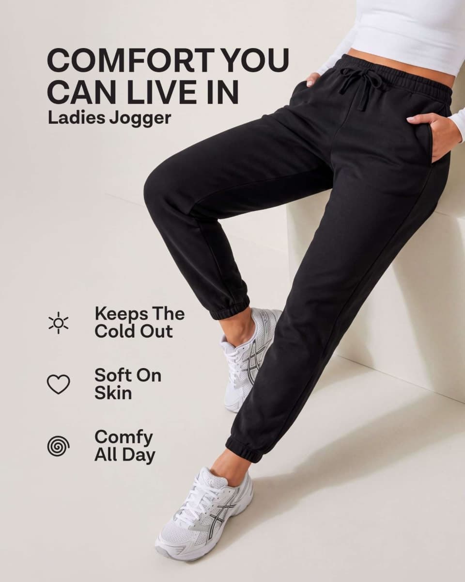 Real Essentials 3 Pack: Women's Fleece Jogger Sweatpants (Available in Plus Size), Set 1, Small thumbnail 4