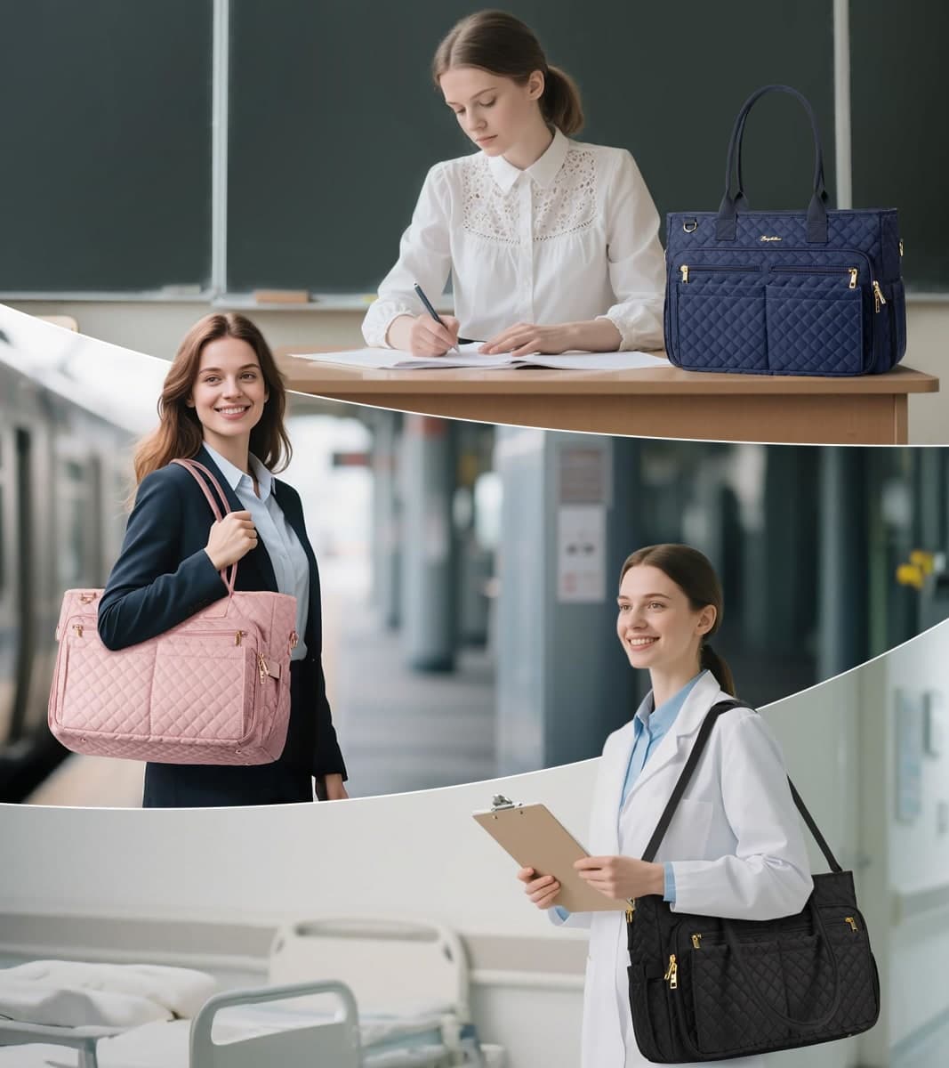 Teacher Tote Bag for Women, 15.6 inch Laptop Work Tote Bag Nurse Bag With Large Cup Holder & Insulated Pocket Professional Computer Handbag Laptop Briefcase for Office, College, Nursing, Travel, Gifts thumbnail 5