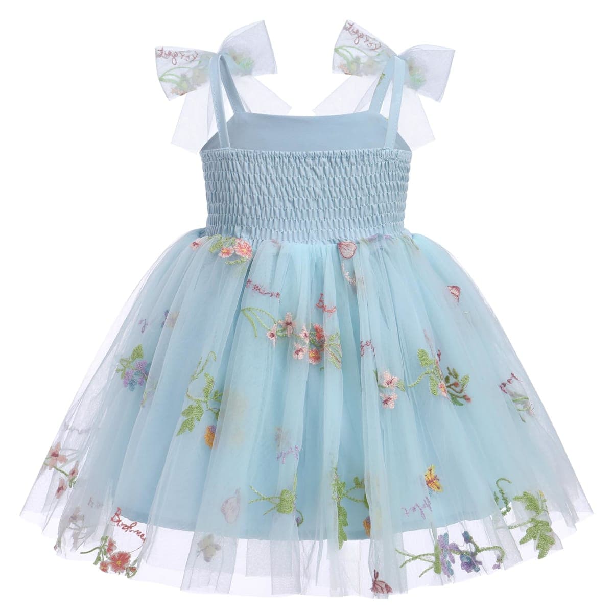 Baby Girls Tutu Dress Summer Sleeveless Backless Princess Birthday Party Dresses Sequin Ruffle Tulle Bowknot Sundress, Blue - Floral, 3-4T thumbnail 3