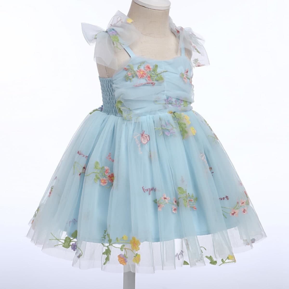 Baby Girls Tutu Dress Summer Sleeveless Backless Princess Birthday Party Dresses Sequin Ruffle Tulle Bowknot Sundress, Blue - Floral, 3-4T thumbnail 4