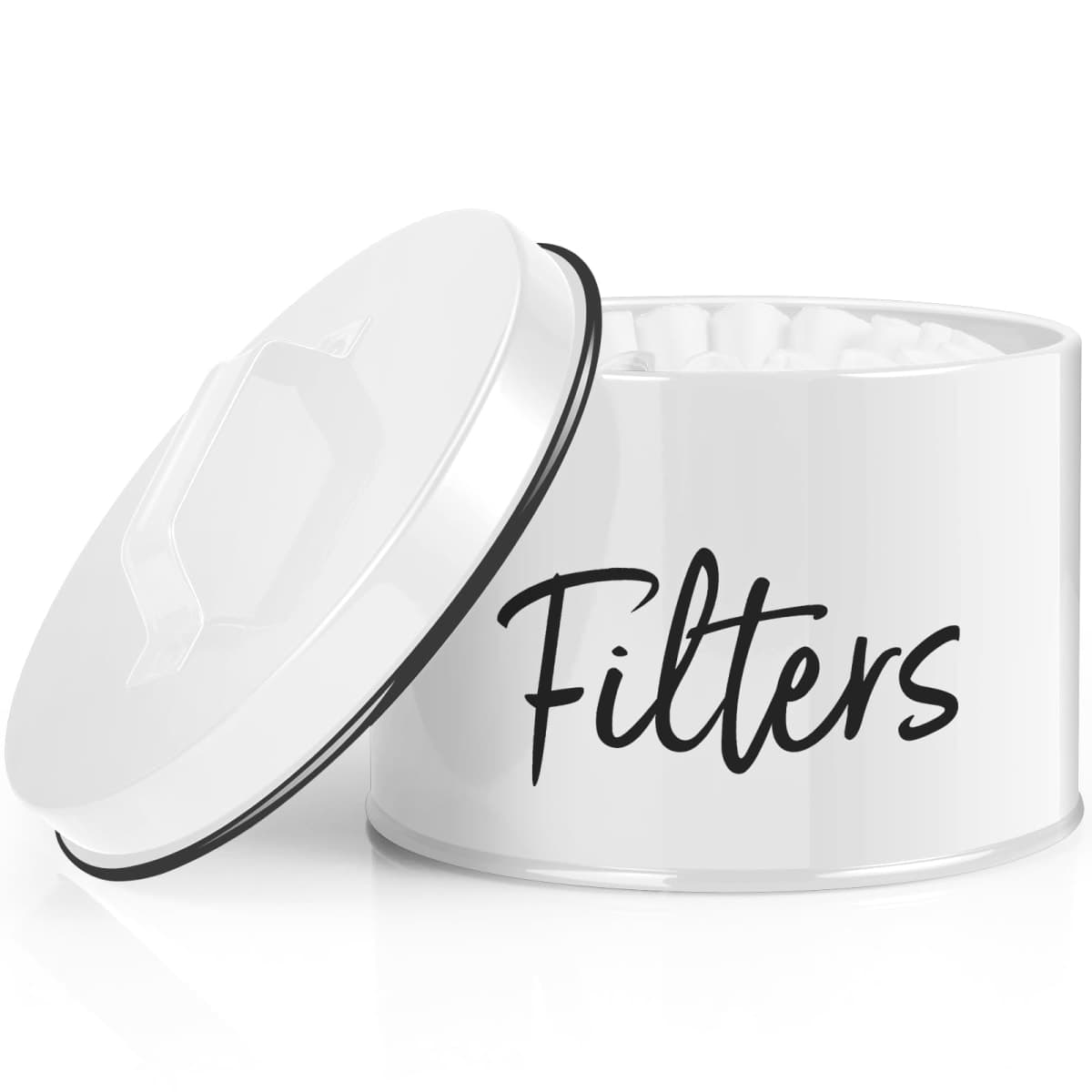 DRASTAR Coffee Filter Holder, Filter Storage with Lid for Counter, Storage Basket Container for Coffee Bar Accessories Decor, White — image 1