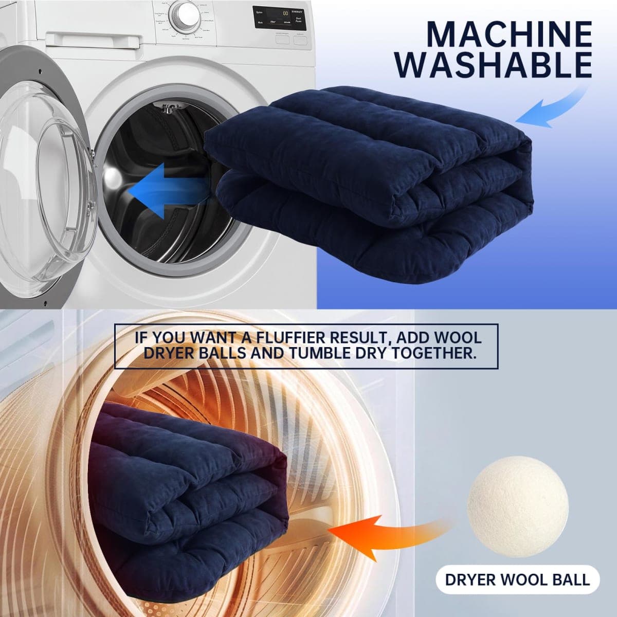 Wheelchair Cushions, Pressure Pain Relief Accessories with Armrest Covers, Supports Coccyx & Back, Non-Slip, Fits 18" Wheelchair with Full Arms (Navy) thumbnail 4